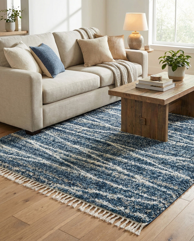 Tranquil Tides Shag Collection Area Rug -  Frost Rectangle Blue  lifestyle 18