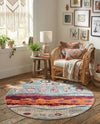 Colorburst Oasis Collection Area Rug -  Lagoon Round Multi  lifestyle 35