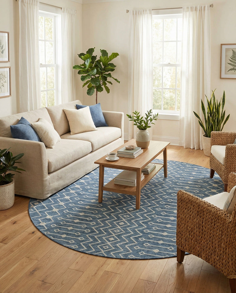 Savannah Pergola Collection Area Rug -  Pergola (Blue) Round Blue  lifestyle 52