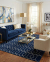 Hollywood Luxe Collection Area Rug - Sunset (Navy Blue Silver) Rectangle Navy Blue Silver  lifestyle 17