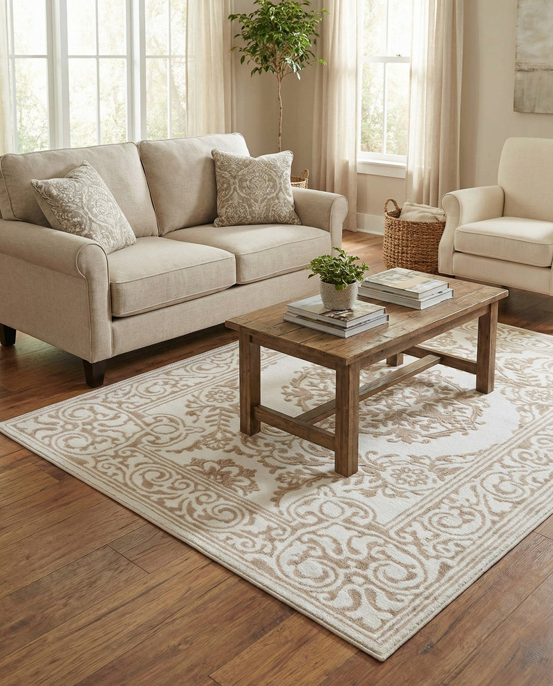 Sanctuary Retreat Collection Area Rug -  Enclave Rectangle Snow White  lifestyle 30