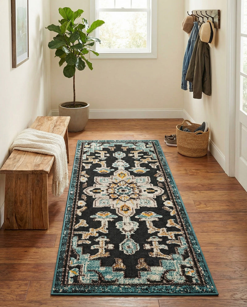 Outdoor Marrakesh Collection Area Rug -  Essaouira Runner Navy Blue  lifestyle 67