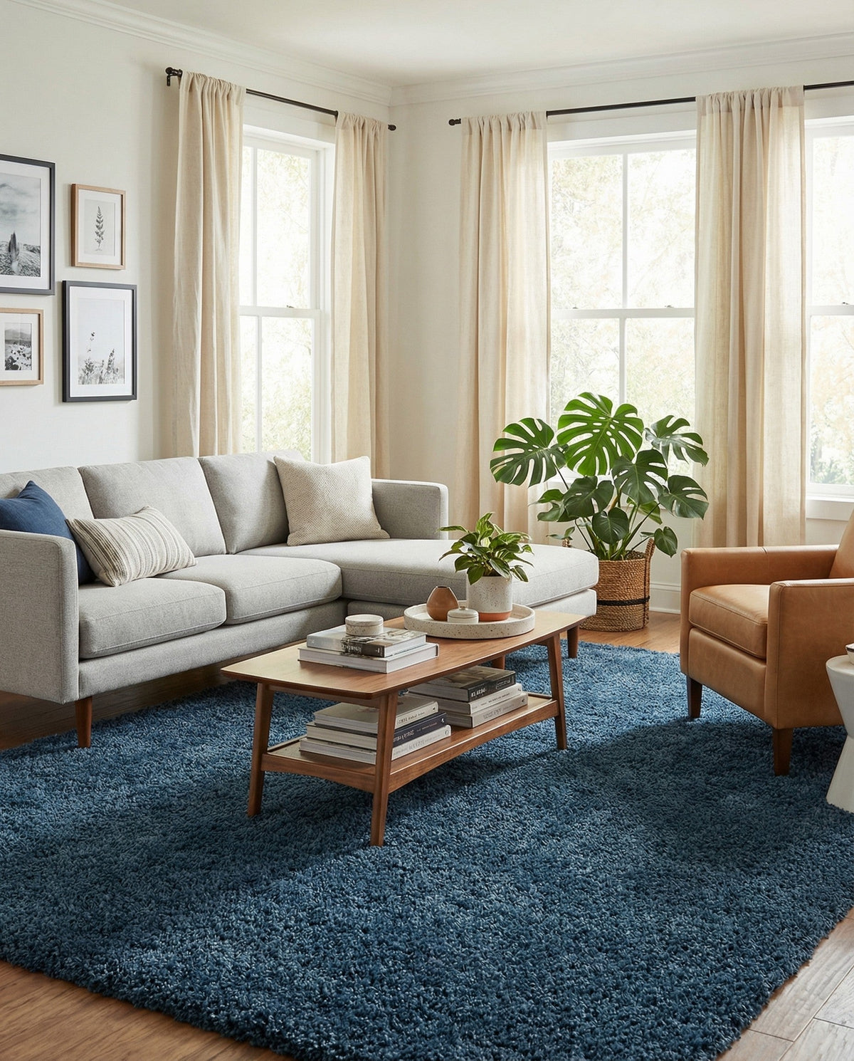 Alpine Plush Collection Area Rug - Verbier Rectangle Dblue  lifestyle 11