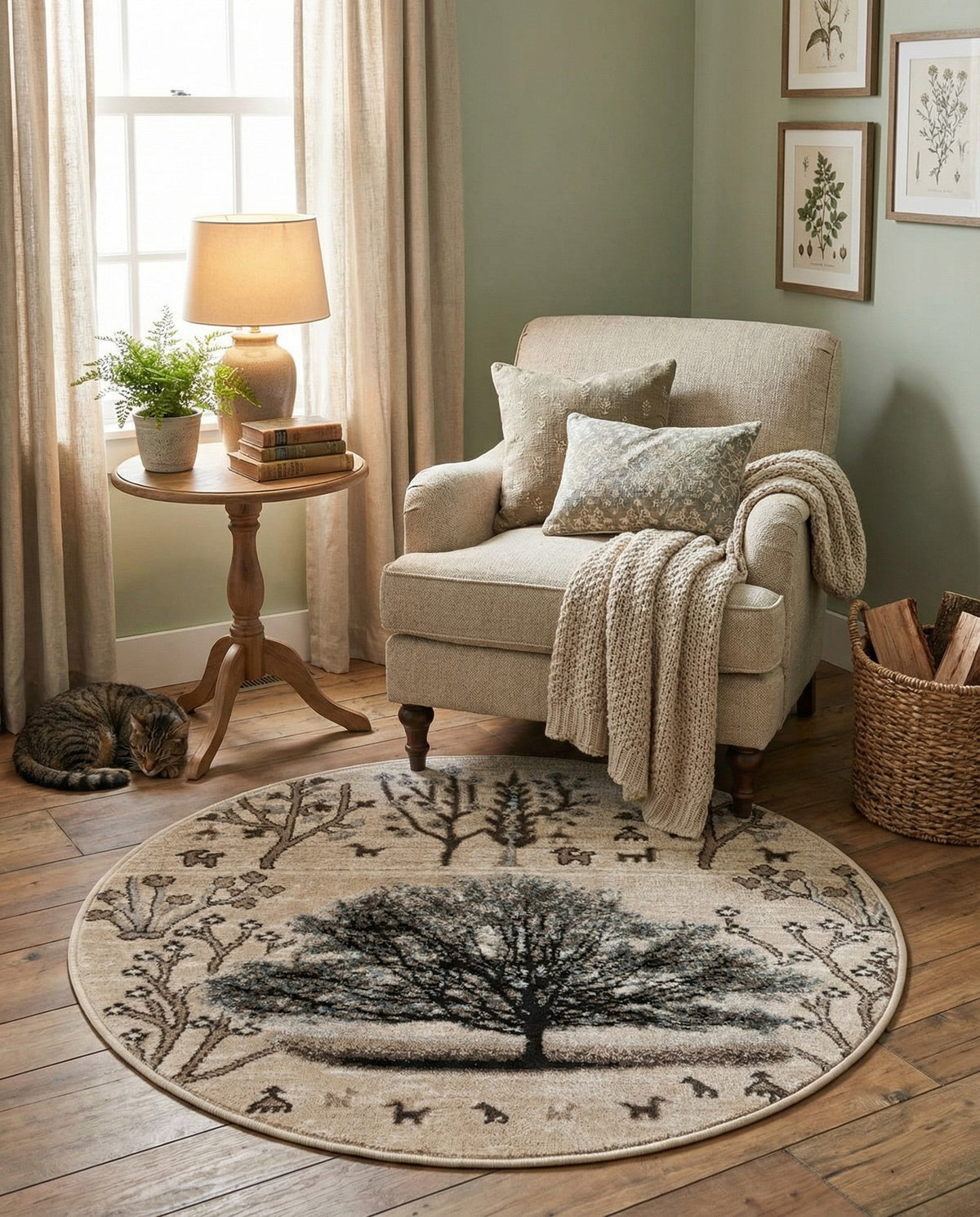 Coastal Haven Collection Area Rug -  Coastline Round Beige  lifestyle 56