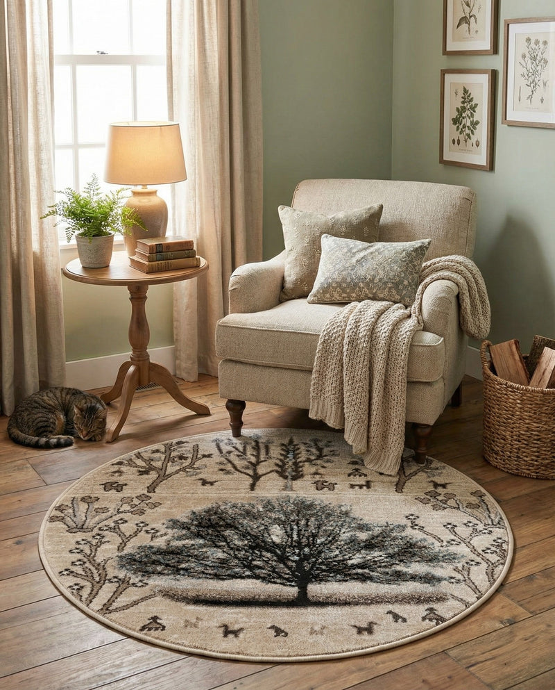 Coastal Haven Collection Area Rug -  Coastline Round Beige  lifestyle 56