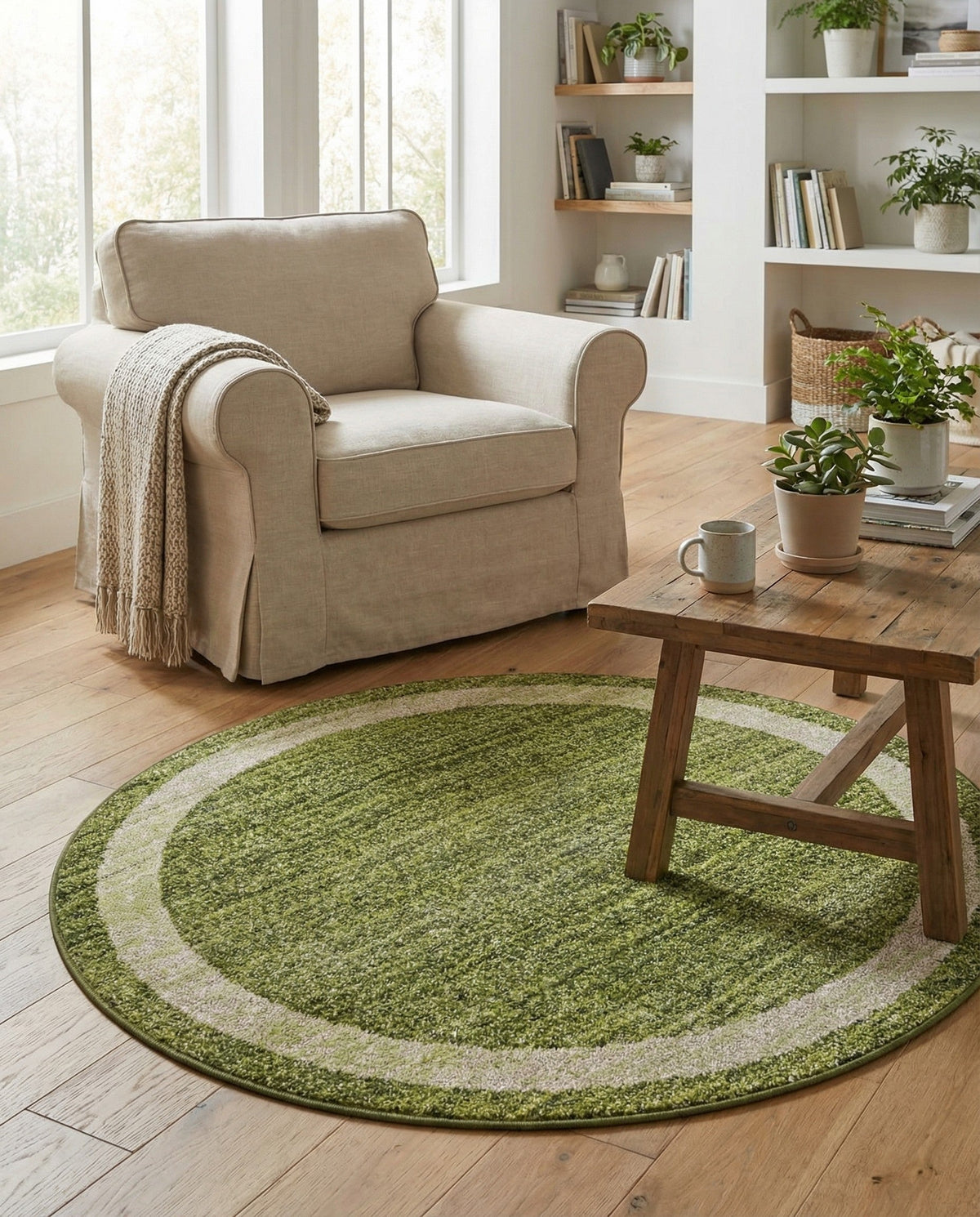 Studio Haven Collection Area Rug -  Alcove (Green) Round Green  lifestyle 53