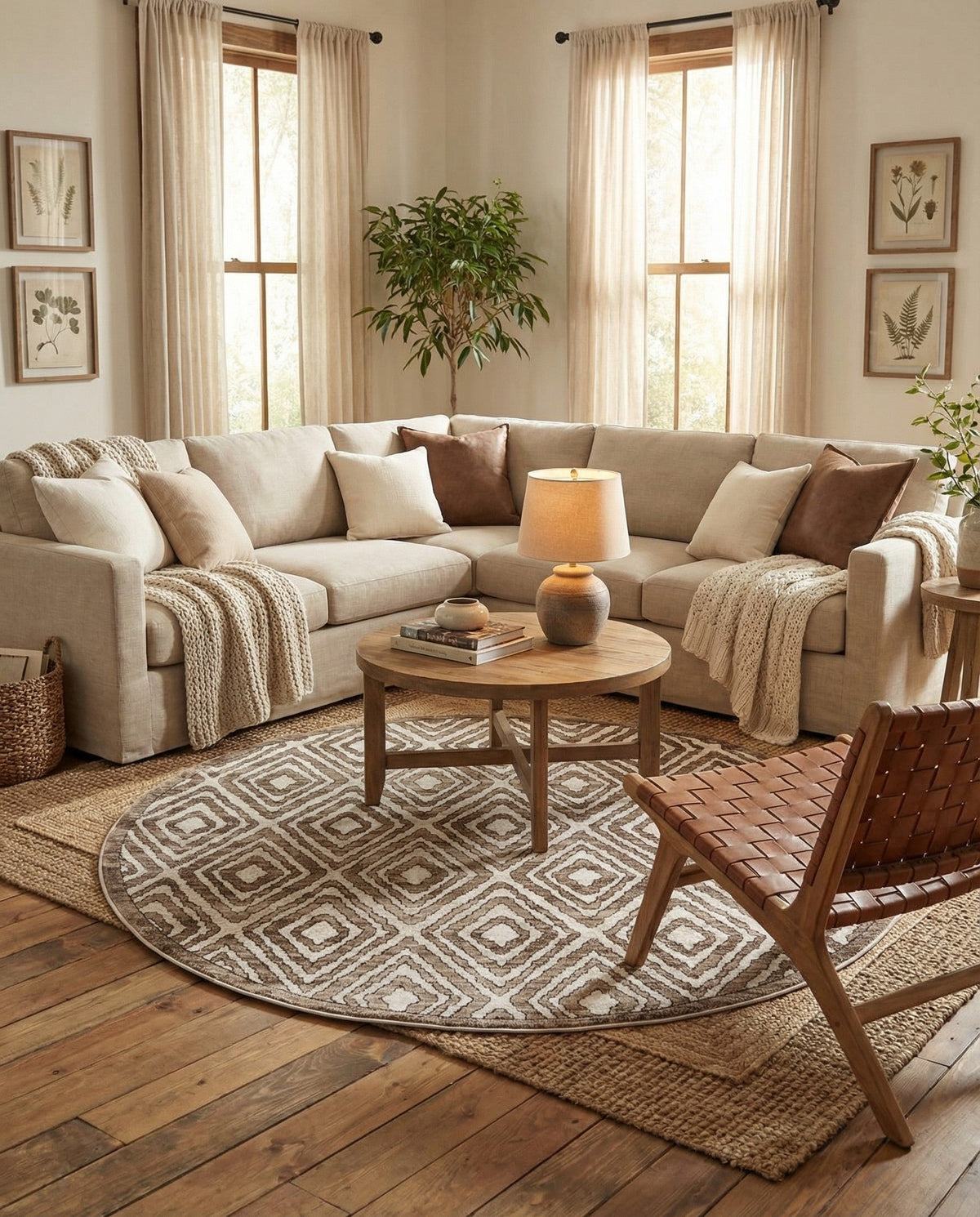Sanctuary Retreat Collection Area Rug -  Oasis Round Chocolate Brown  lifestyle 66