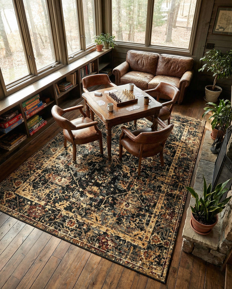 Neptune Elegance Collection Area Rug -  Galatea (Black) Rectangle Black  lifestyle 8