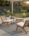 Urban Terrace Collection Area Rug -  Uptown Square Black and White  lifestyle 31