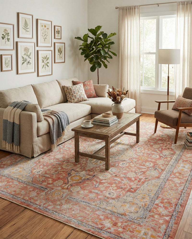 Seville Stripes Collection Area Rug - Cadiz (Brick Red) Rectangle Brick Red  lifestyle 27