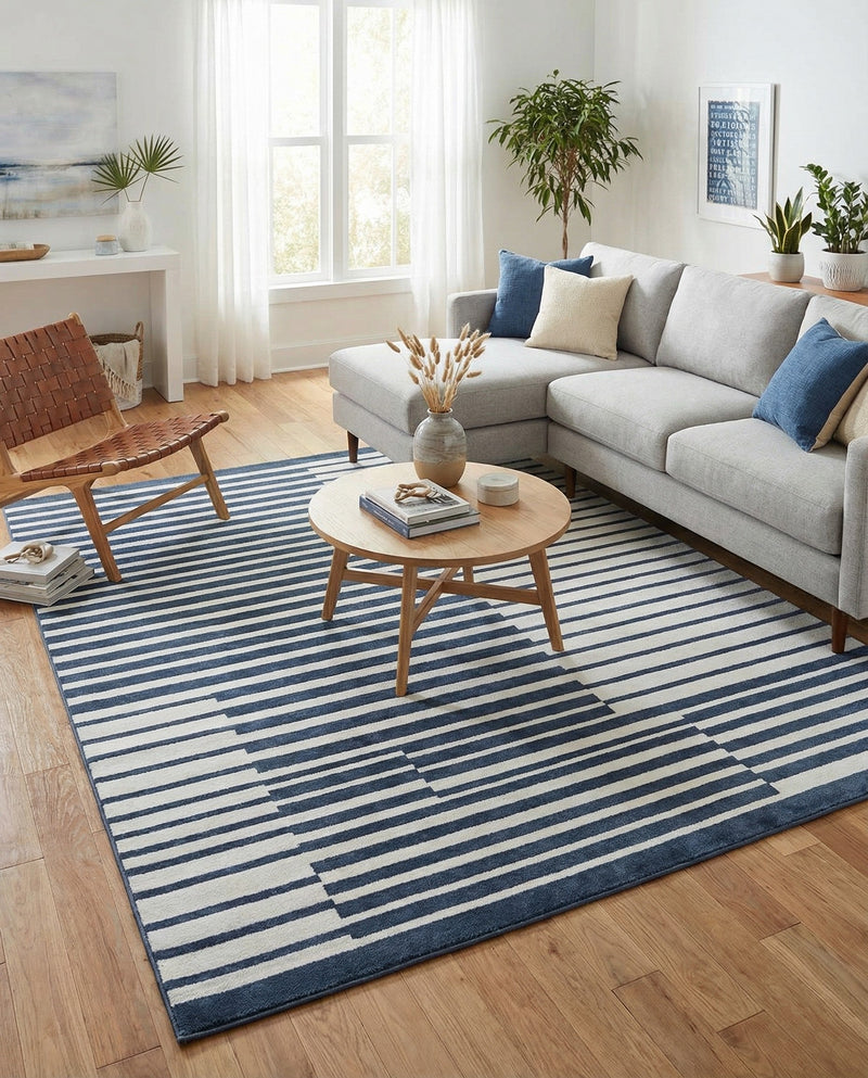 Copenhagen Edge Collection Area Rug -  Vesterbro Rectangle Blue  lifestyle 38