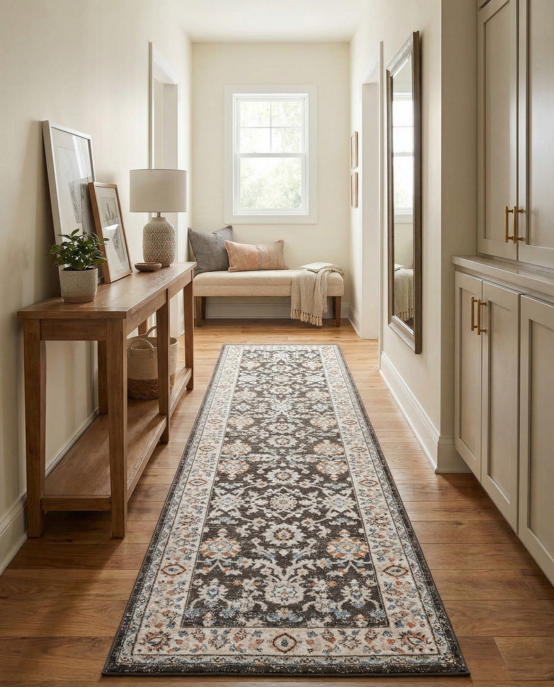 Savannah Elegance Collection Area Rug - Augusta (Fume Gray) Runner Fume Gray  lifestyle 38