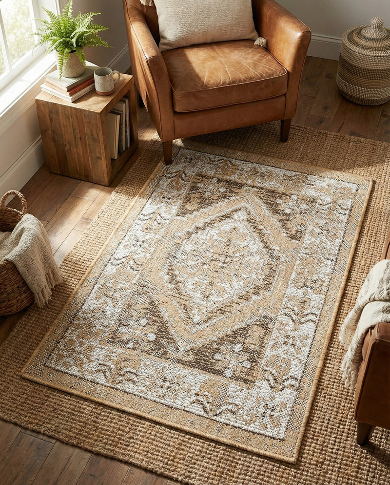 Patio Heritage Collection Area Rug -  Augusta (Natural) Rectangle Natural  lifestyle 19