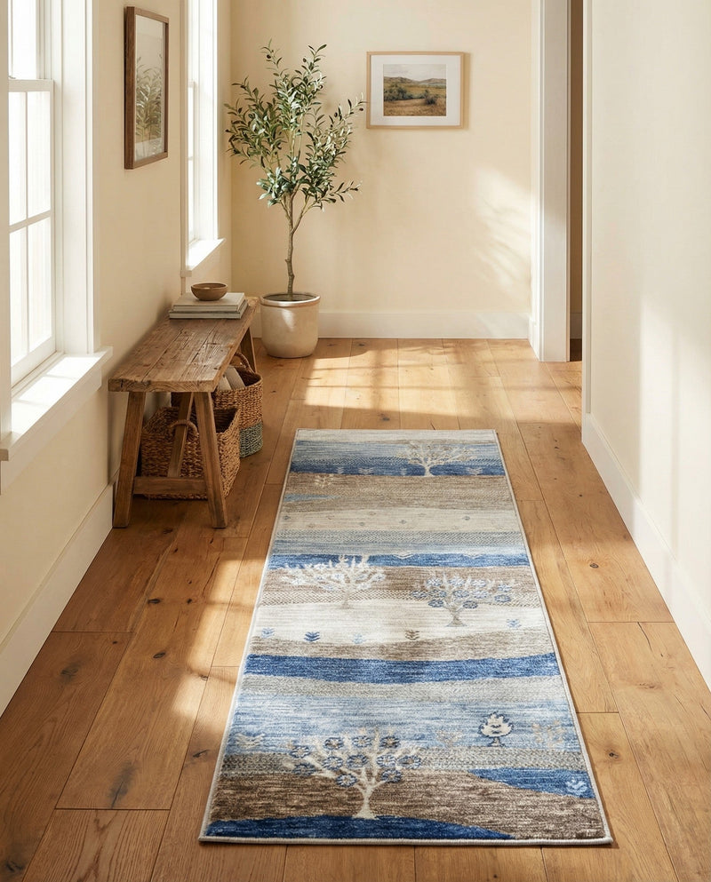Zagros Shades Collection Area Rug -  Behbahan Runner Blue Gray  lifestyle 58