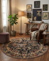 Neptune Elegance Collection Area Rug -  Galatea (Black) Round Black  lifestyle 62