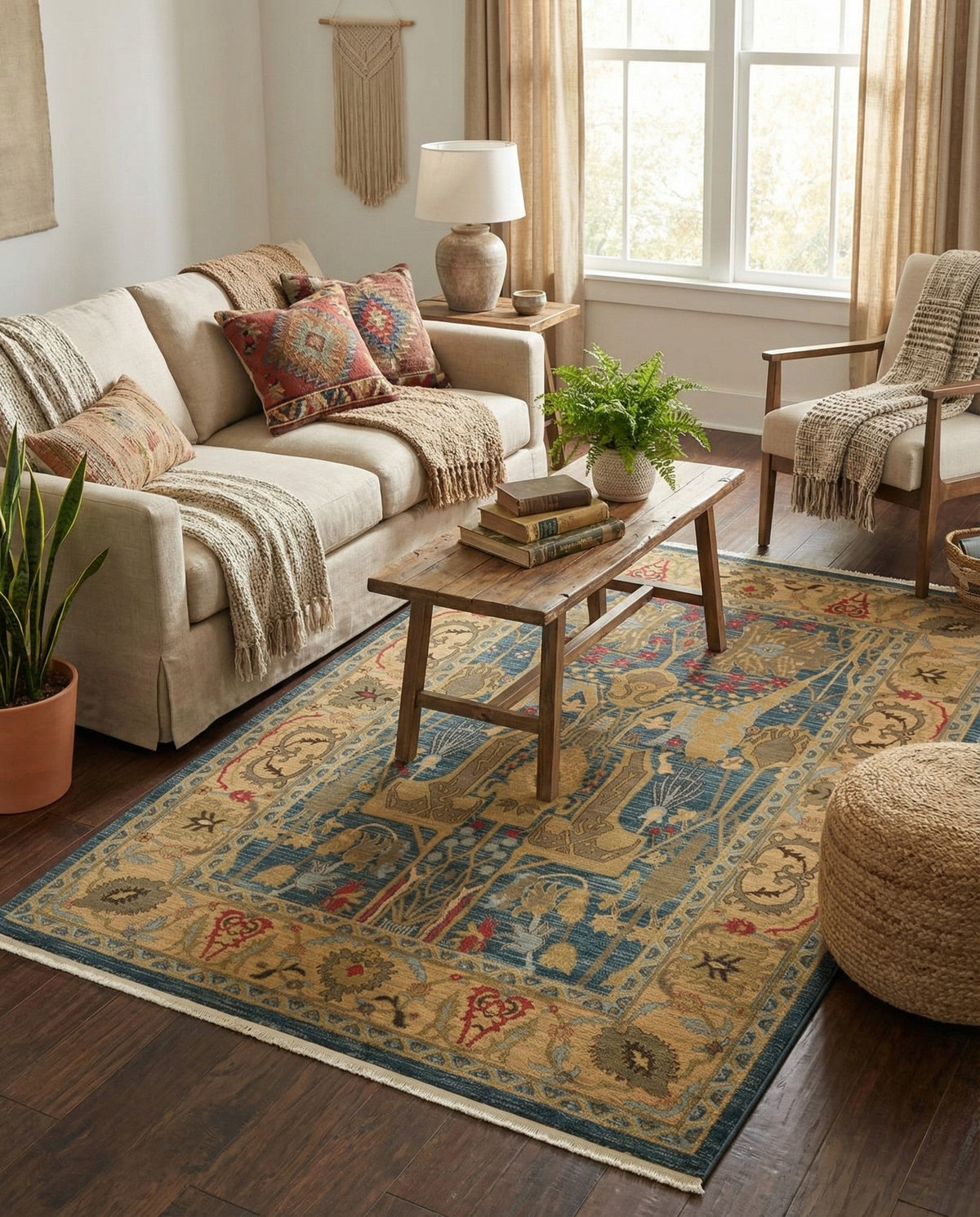 Persian Elegance Collection Area Rug -  Khorramabad Rectangle Navy Blue  lifestyle 13