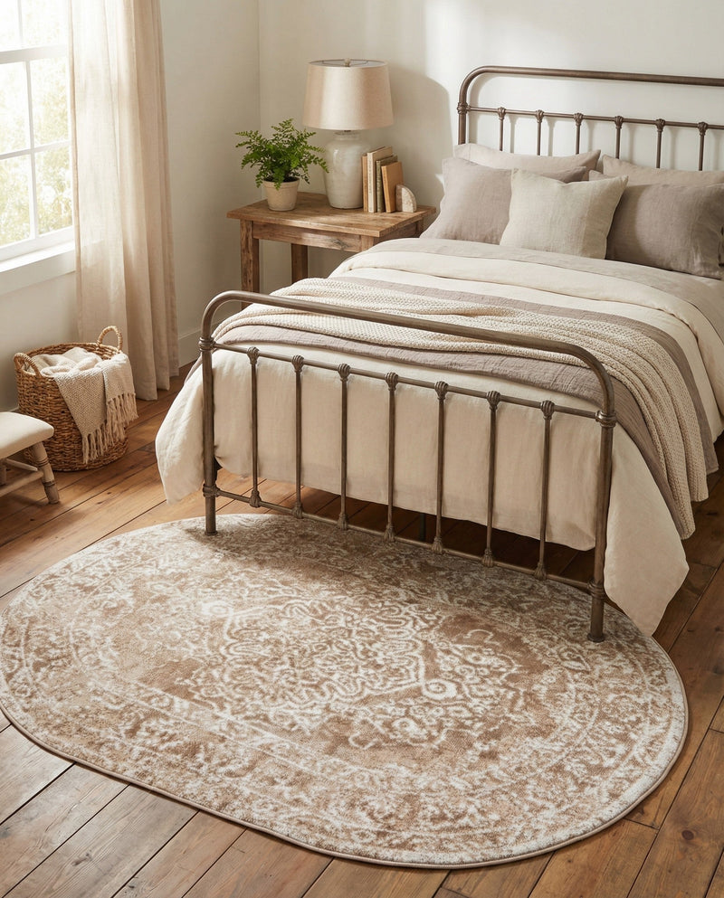 Cambridge Classics Collection Area Rug -  Magdalene (Beige) Oval Beige  lifestyle 65
