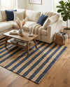Woven Seaside Jute Collection Area Rug - Nantucket Rectangle Navy Ivory  lifestyle 17