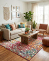 Mediterranean Lattice Collection Area Rug - Santorini (Multi) Rectangle Multi  lifestyle 19