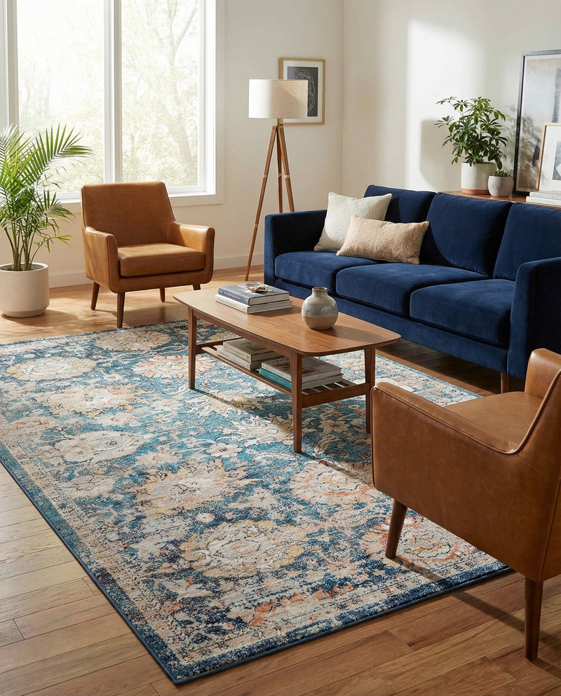 Seville Stripes Collection Area Rug -  Cordoba (Blue) Rectangle Blue  lifestyle 22