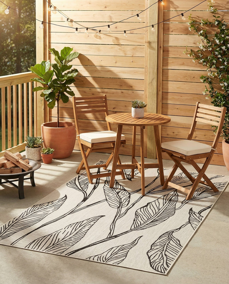 Seaside Blooms Collection Area Rug -  Evergreen (Charcoal Ivory) Rectangle Charcoal Ivory  lifestyle 10