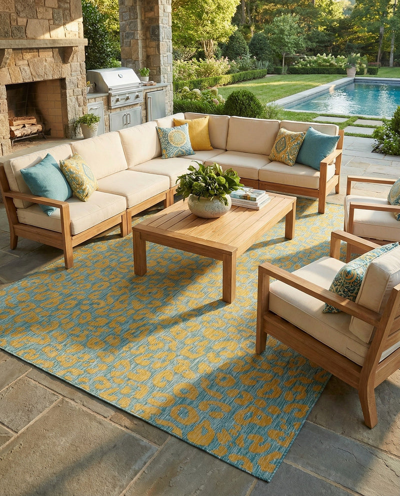 Savannah Escape Collection Area Rug -  Amazon (Blue Yellow) Rectangle Blue Yellow  lifestyle 20
