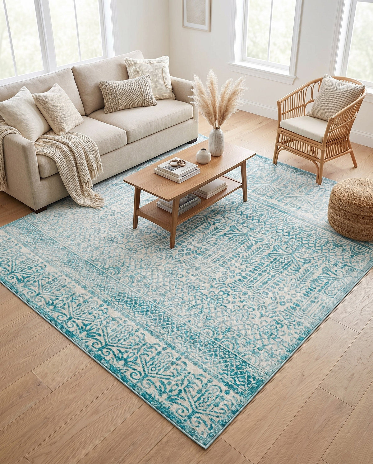 Metro Heights Collection Area Rug -  Chelsea Square Teal  lifestyle 161