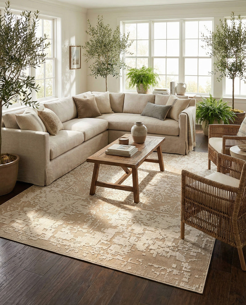 Patio Heritage Collection Area Rug - Santorini Rectangle Khaki  lifestyle 19