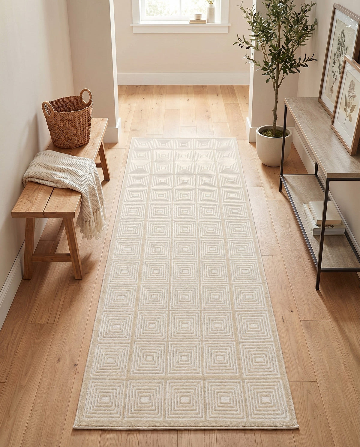Aravalli Collection Area Rug -  Jaipur Runner Ivory White  lifestyle 176
