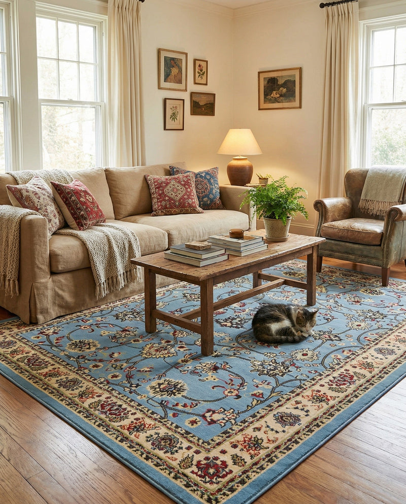 Isfahan Elegance Collection Area Rug - Naghsh-e Jahan (Light Blue) Rectangle Light Blue  lifestyle 22