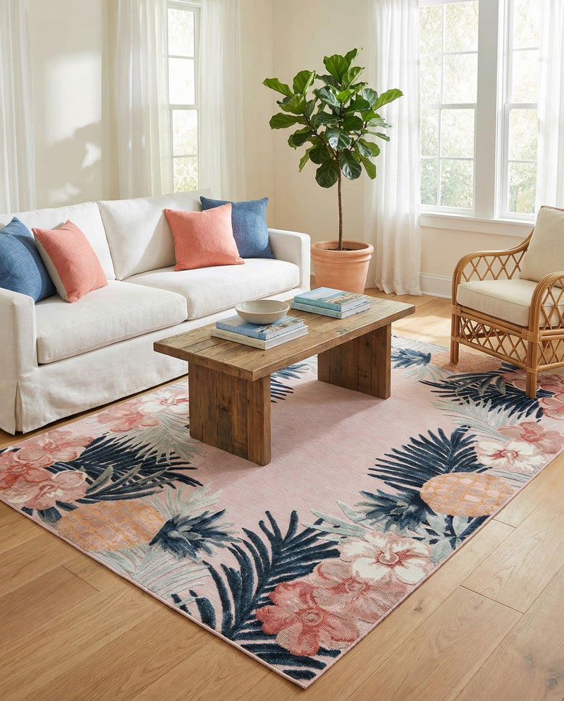 Seaside Blooms Collection Area Rug - Haven Rectangle Pink  lifestyle 43