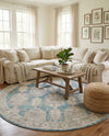 Seville Stripes Collection Area Rug -  Granada (Blue) Round Blue  lifestyle 19