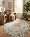 Caribbean Breeze Collection Area Rug -  Floriana Oval Light Blue  lifestyle 75