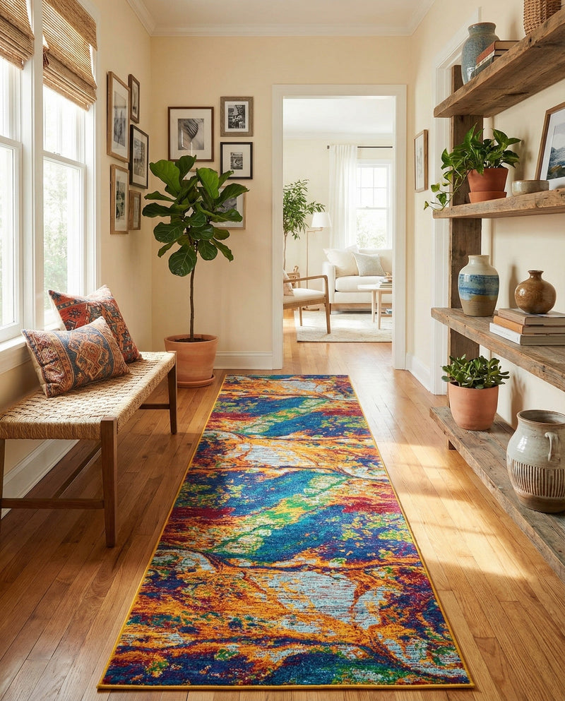 Caribbean Cove Collection Area Rug -  Bequia Runner Multi  lifestyle 48
