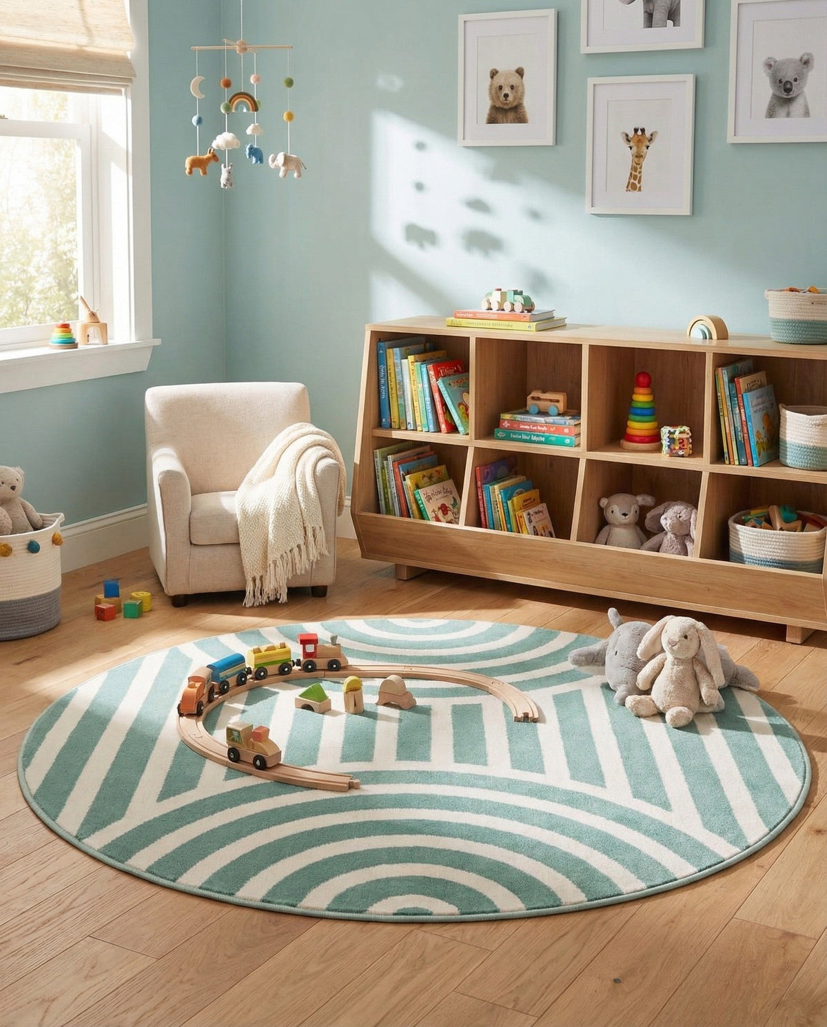 Wonder Tykes Collection Area Rug -  Joydale Round Soft Green  lifestyle 173