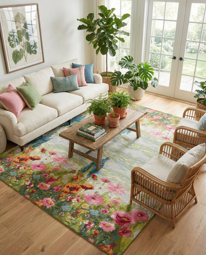 Seaside Blooms Collection Area Rug -  Amalfi Rectangle Multi  lifestyle 22