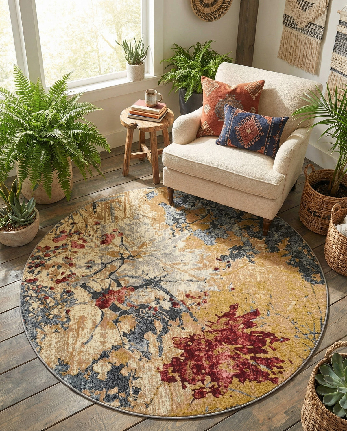 Urban Terrace Collection Area Rug -  Alcove Round Multi  lifestyle 72