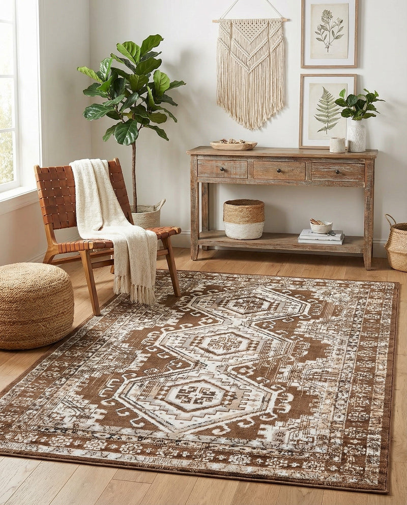 Savannah Elegance Collection Area Rug -  Tybee (Brown) Rectangle Brown  lifestyle 21