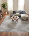 Seychelles Stripes Collection Area Rug - Mahe (Ivory and Gray) Square Ivory and Gray  lifestyle 78