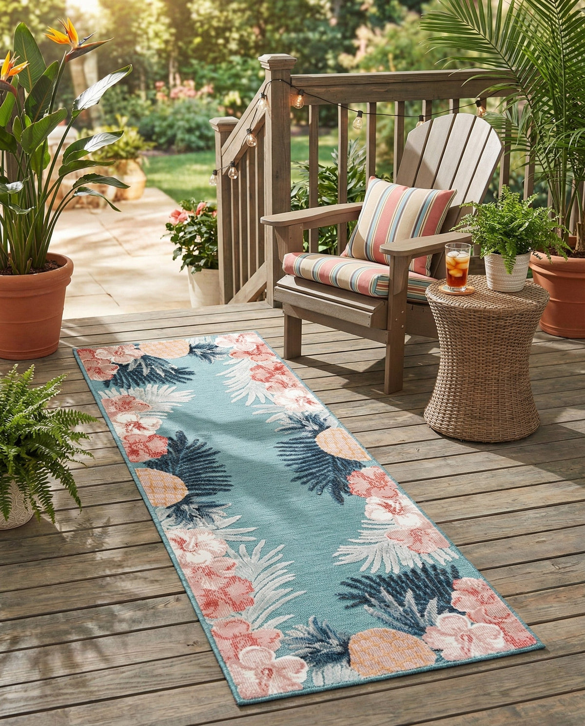 Seaside Blooms Collection Area Rug - Haven Runner Blue  lifestyle 101