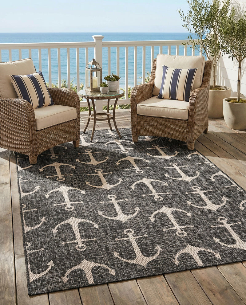 Seaside Haven Rugs Collection Area Rug - Sapphire (Charcoal) Rectangle Charcoal  lifestyle 8