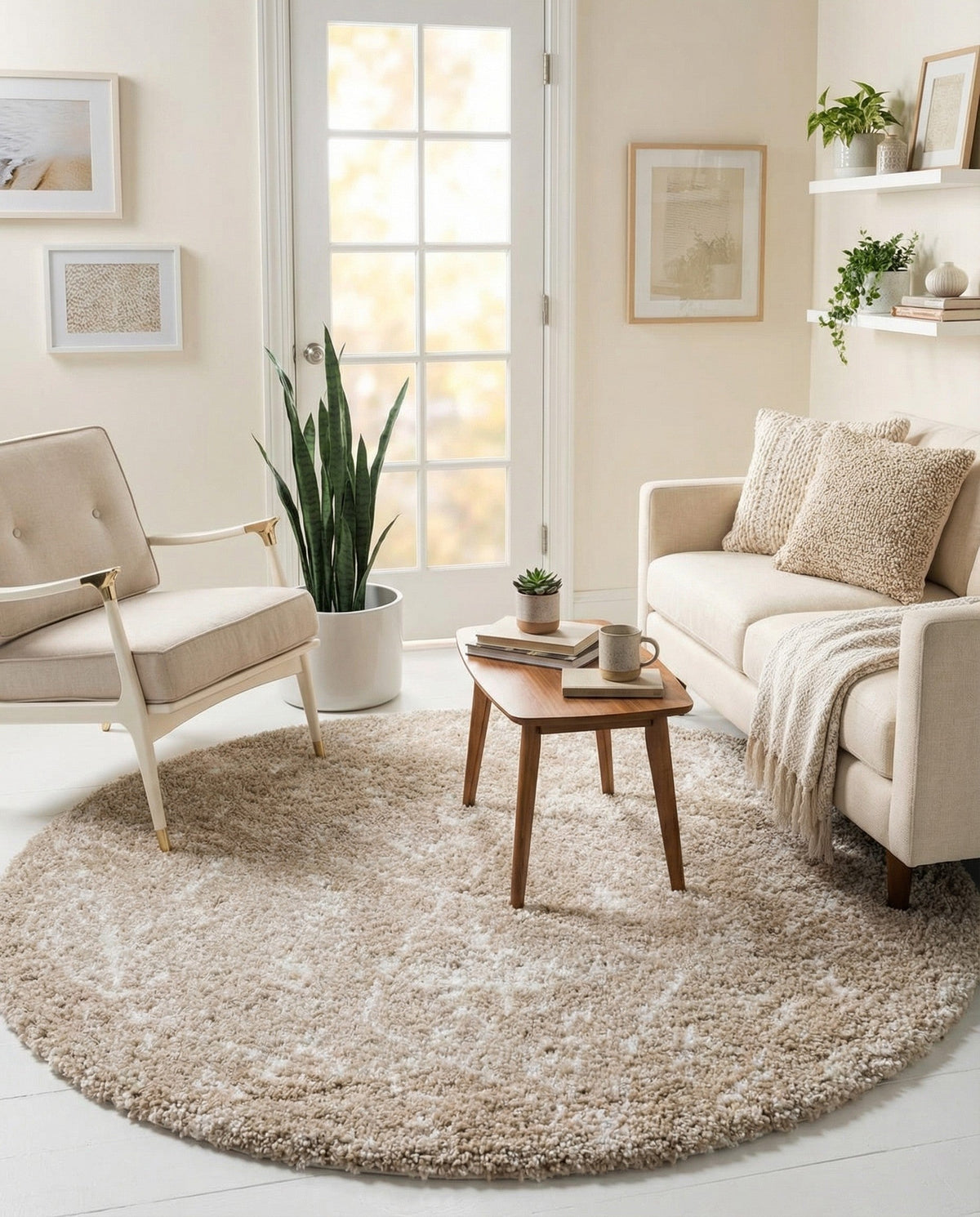 Casablanca Comfort Collection Area Rug - Sahara Round Taupe  lifestyle 72