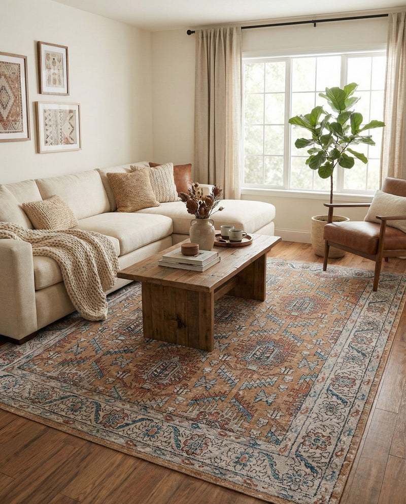 Mykonos Manor Collection Area Rug -  Paros Rectangle Mustard Yellow  lifestyle 14