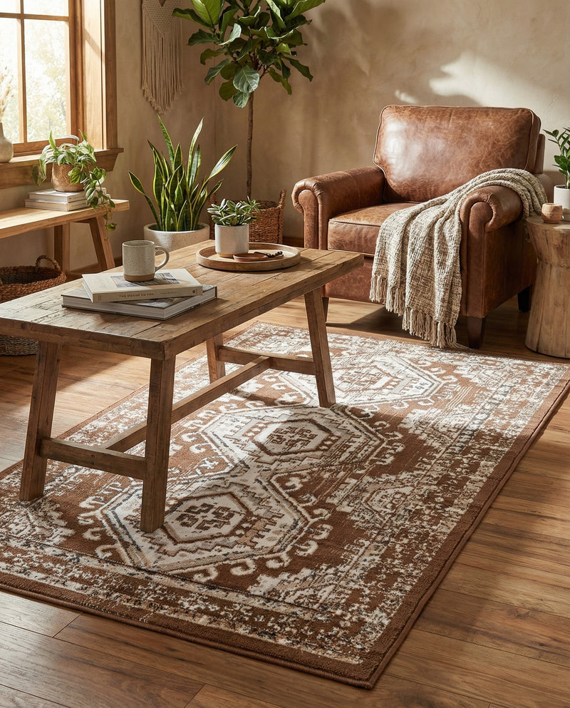 Savannah Elegance Collection Area Rug -  Tybee (Brown) Rectangle Brown  lifestyle 24