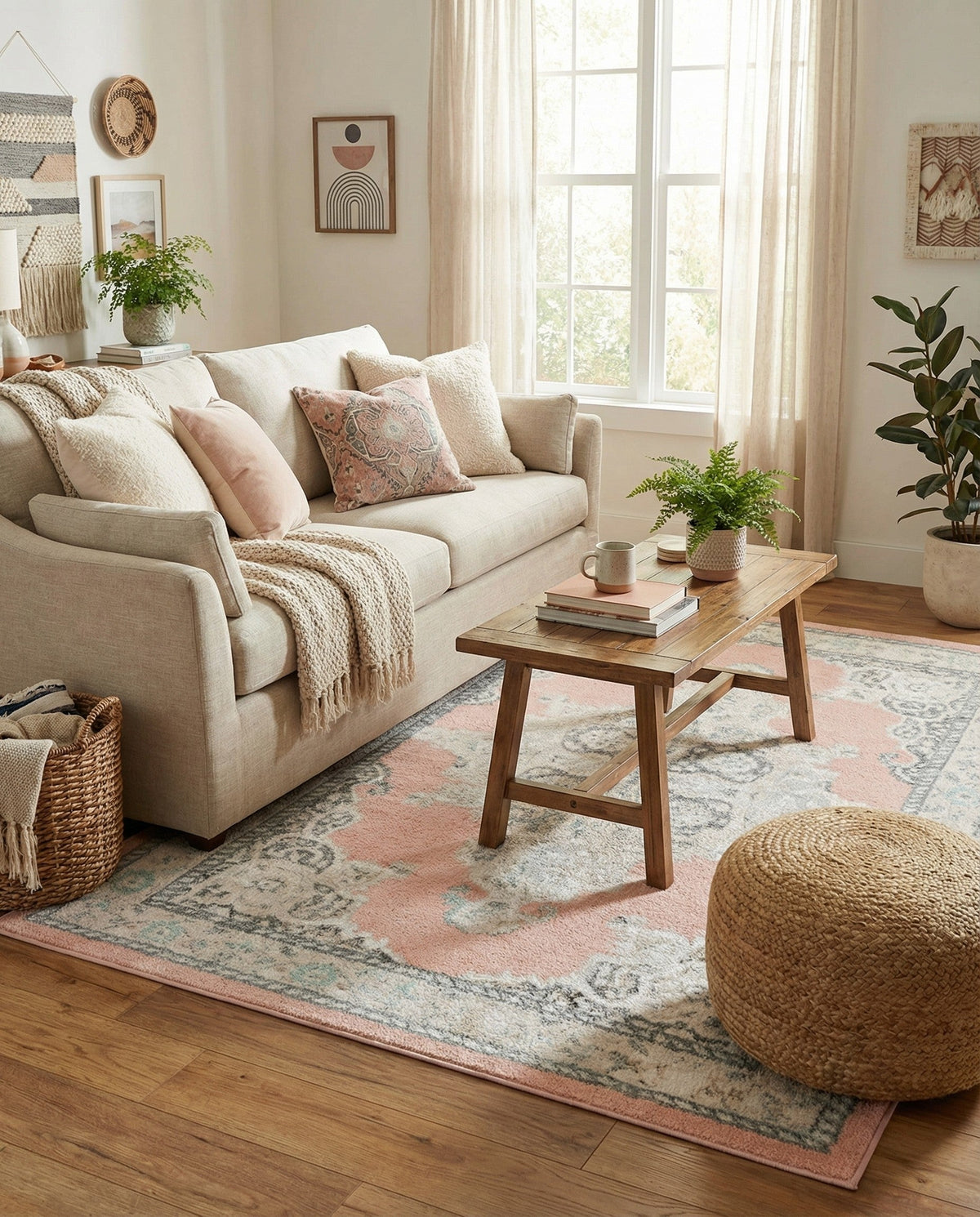 Beverly Grove Collection Area Rug -  Fairfax (Rose) Rectangle Rose  lifestyle 19