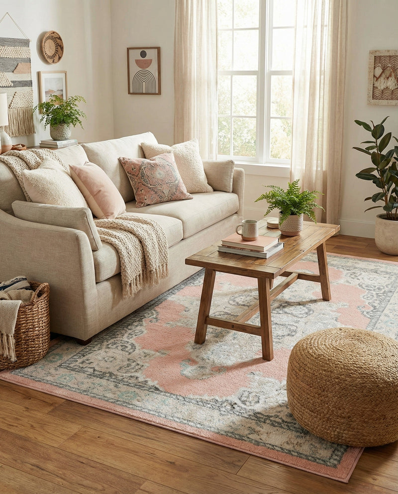 Beverly Grove Collection Area Rug -  Fairfax (Rose) Rectangle Rose  lifestyle 19