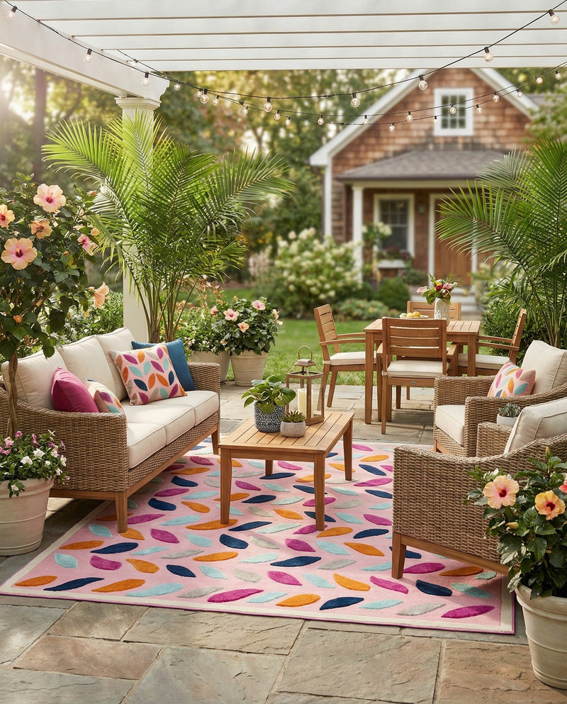 Bahama Breeze Outdoor Collection Area Rug - Nassau Rectangle Pink  lifestyle 31