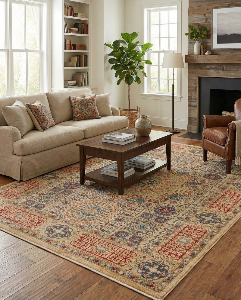 Ottoman Elegance Collection Area Rug -  Ephesus Rectangle Beige  lifestyle 38