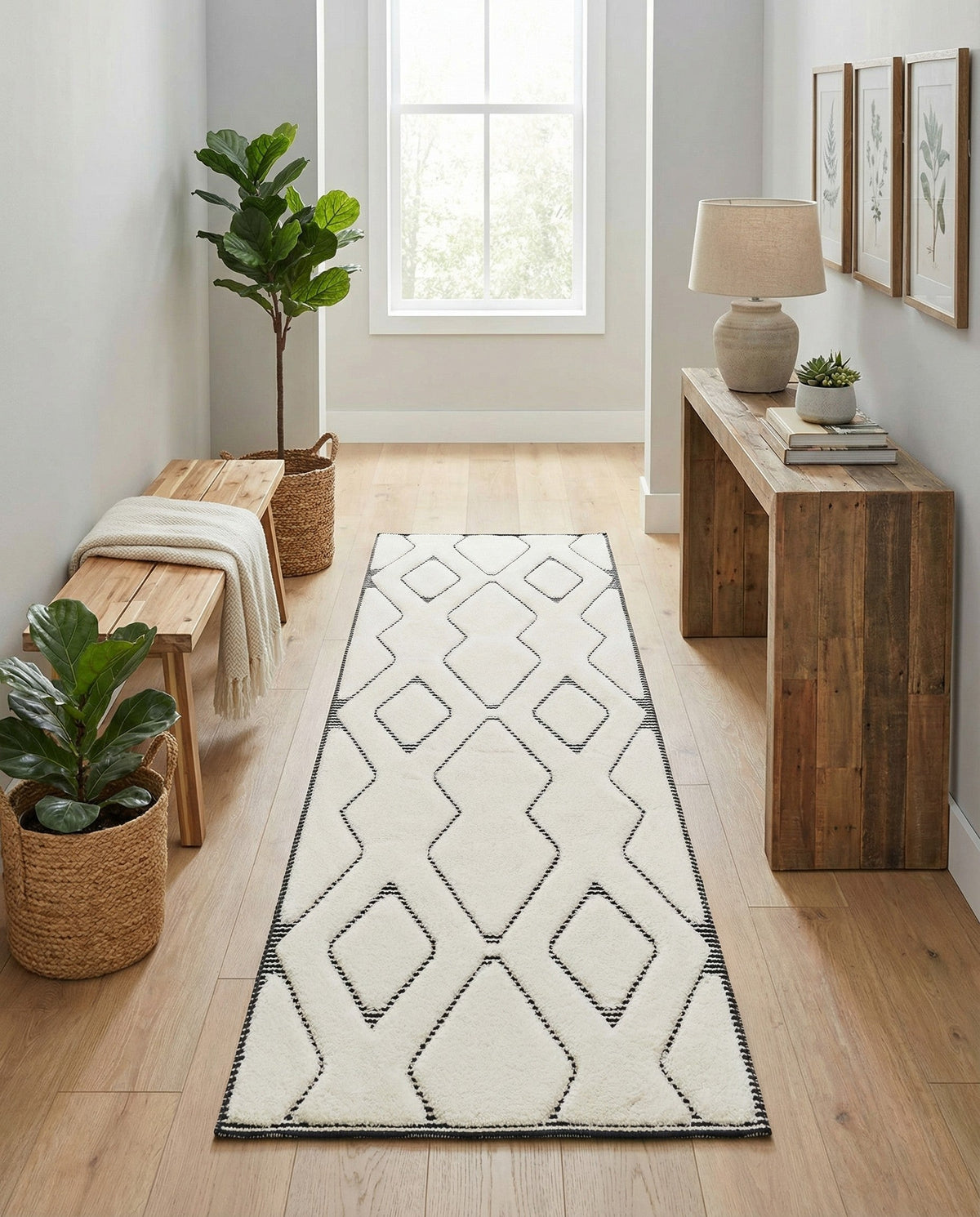 Monochrome Collection Area Rug -  Glacier Runner Ivory White  lifestyle 102
