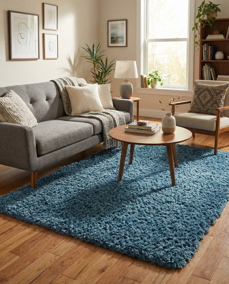 Eternal Plush Oasis Collection Area Rug -  Tranquility (Aegean Blue) Rectangle Aegean Blue  lifestyle 28